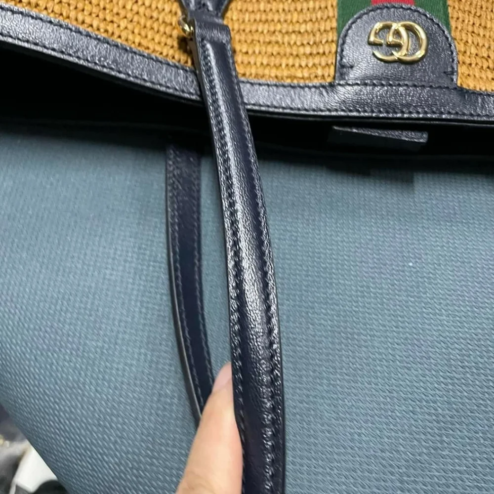 100% Authentic Gucci Raffia Ophidia Tote Bag 999-101924 - Picture 9 of 14